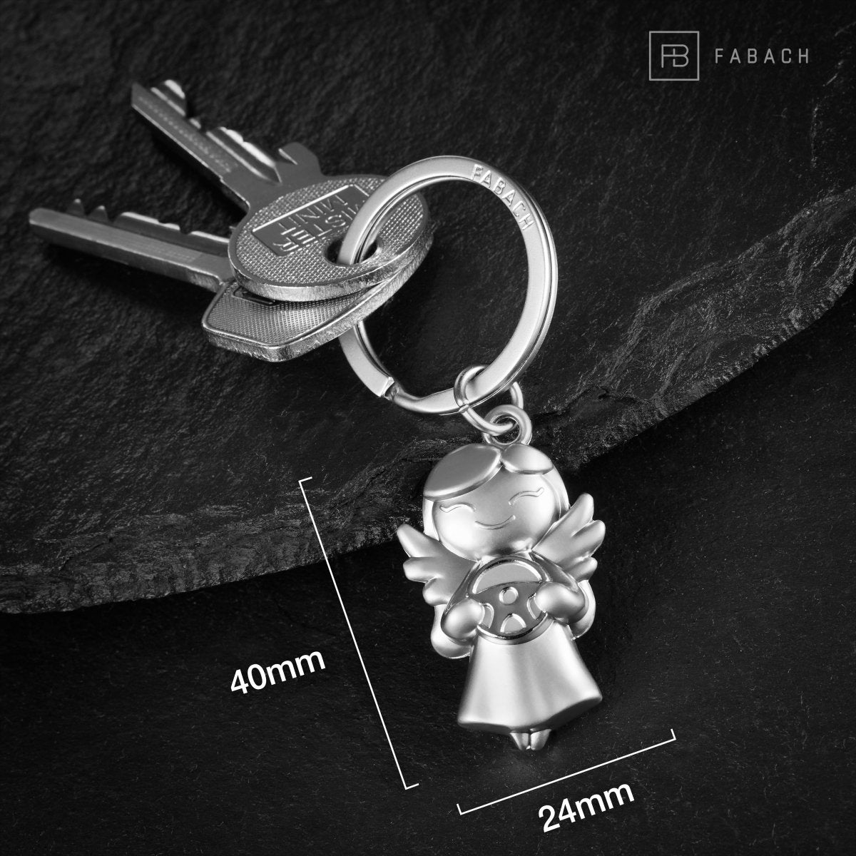 "Star" Schutzengel Schlüsselanhänger - Glücksengel mit Lenkrad - Engel Glücksbringer - FABACH#farbe_silber