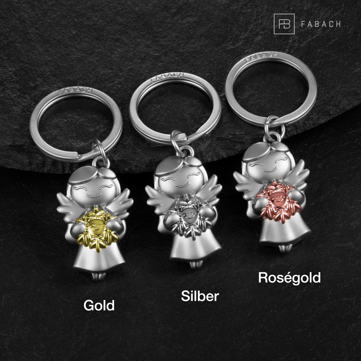 "Star" Schutzengel Schlüsselanhänger - Glücksengel mit Schneeflocke - Engel Glücksbringer - FABACH – Die Schlüsselanhänger-Schmiede