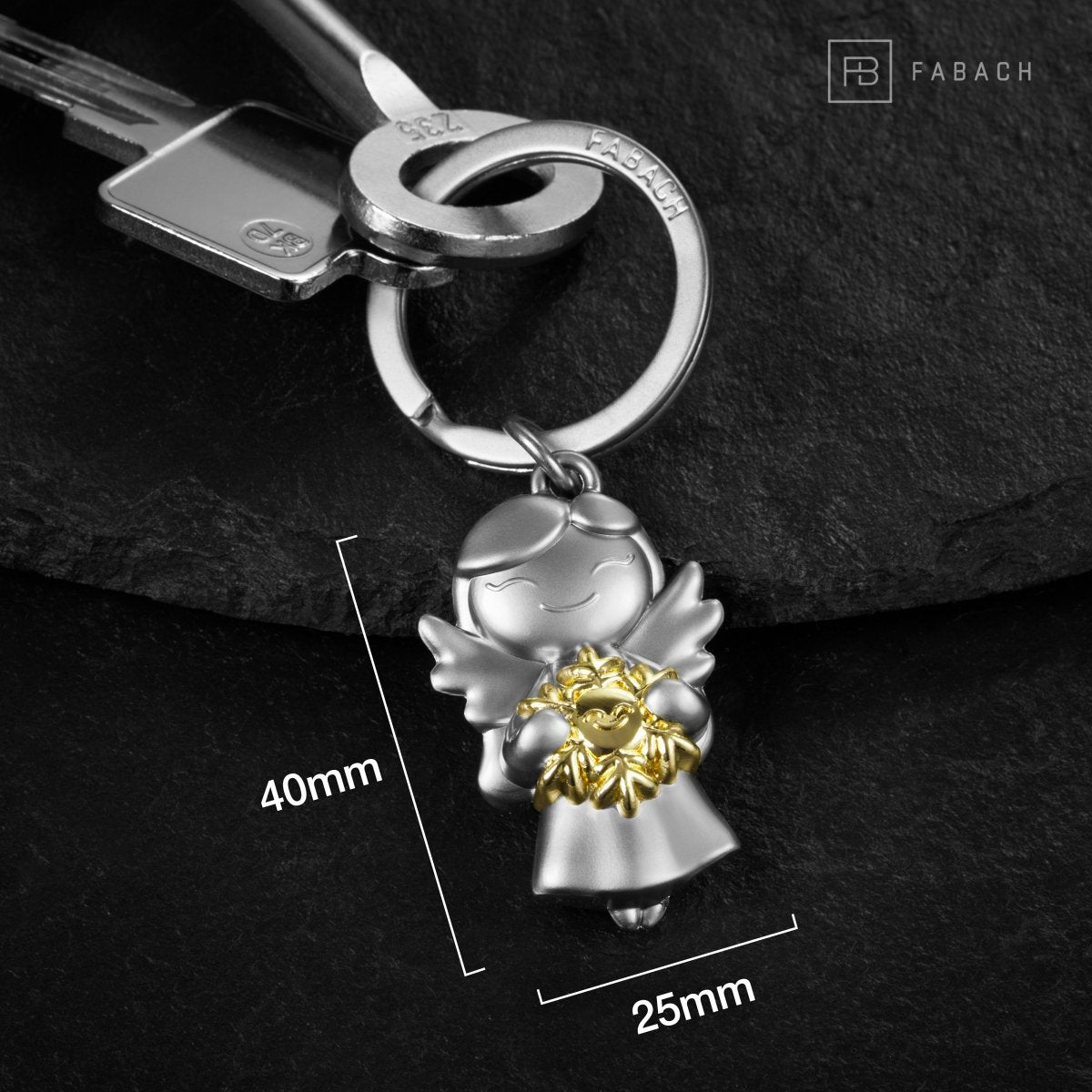 "Star" Schutzengel Schlüsselanhänger - Glücksengel mit Schneeflocke - Engel Glücksbringer - FABACH#Farbe_Gold