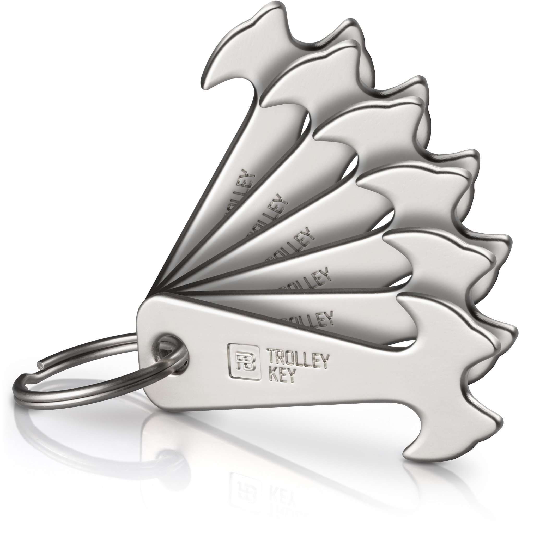 "Trolley Key" (silber) Kompakter Einkaufswagenlöser / Einkaufswagenchip für Frontlader-Einkaufswagen - FABACH#größe_6 stück (vorteilspack)