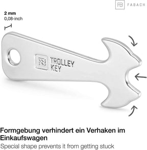 "Trolley Key" (silber) Kompakter Einkaufswagenlöser / Einkaufswagenchip für Frontlader-Einkaufswagen - FABACH