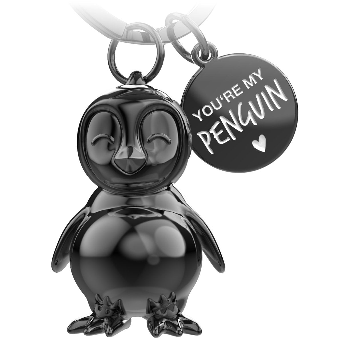 "You're my penguin" Pinguin Schlüsselanhänger "Frosty" mit Gravur - Süßer Pinguin Glücksbringer als Geschenk für Partner - FABACH#farbe_schwarz#botschaft_you're my penguin