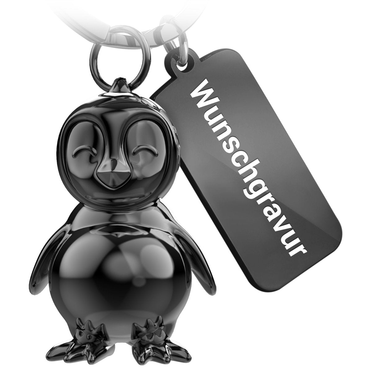 "You're my penguin" Pinguin Schlüsselanhänger "Frosty" mit Gravur - Süßer Pinguin Glücksbringer als Geschenk für Partner - FABACH#farbe_schwarz#botschaft_eigene gravur (+3.00€)