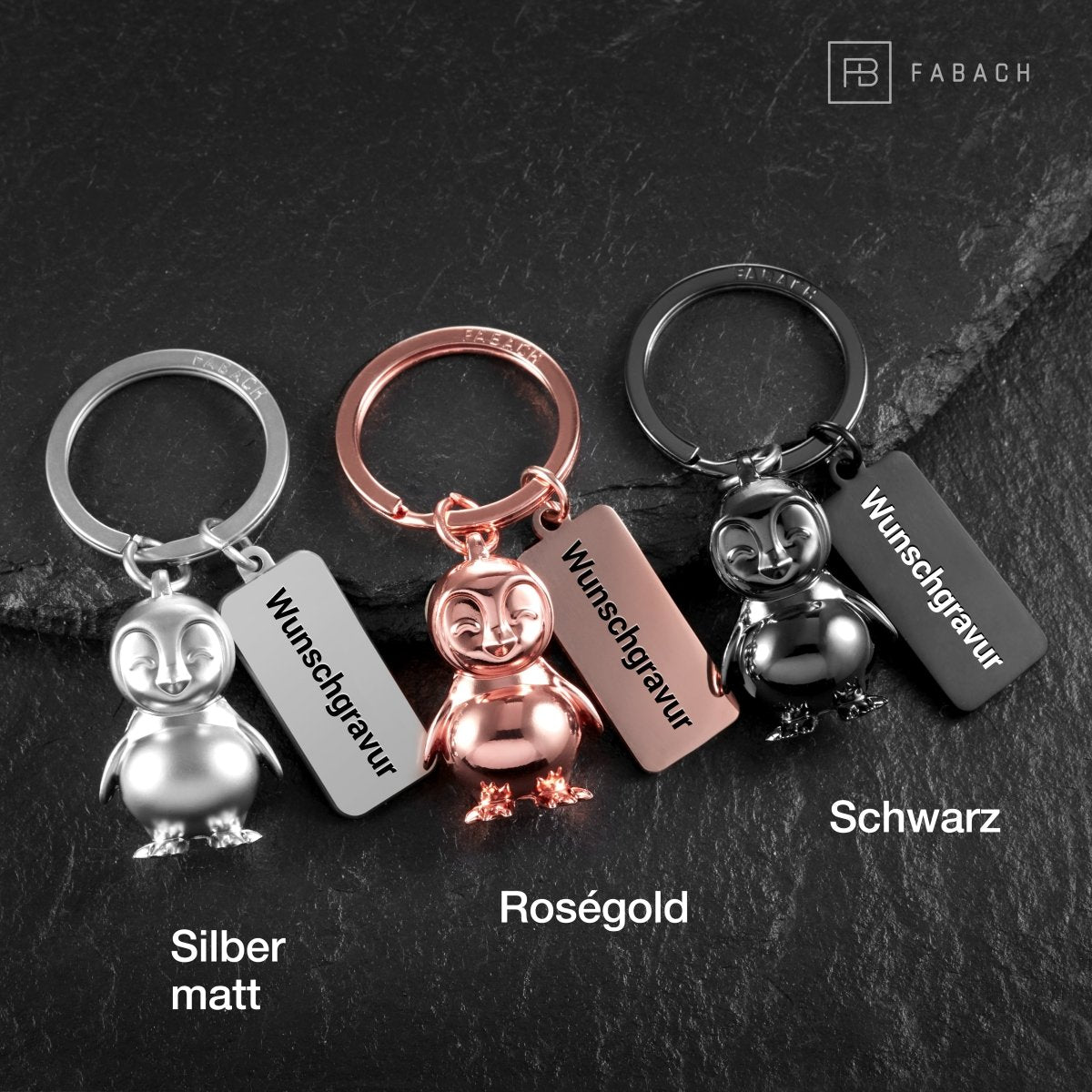 "You're my penguin" Pinguin Schlüsselanhänger "Frosty" mit Gravur - Süßer Pinguin Glücksbringer als Geschenk für Partner - FABACH#botschaft_eigene gravur (+3.00€)